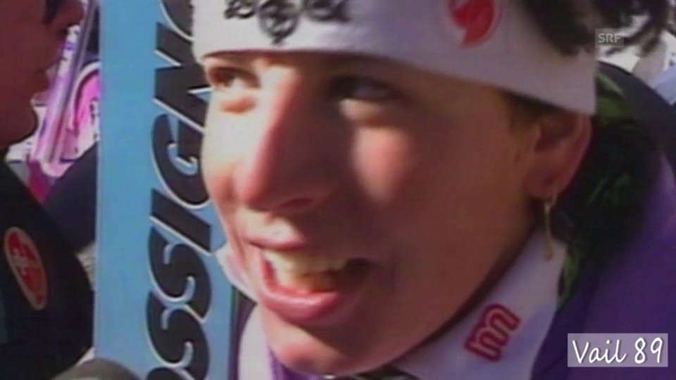 Vreni Schneider gewinnt 1989 den WM-Riesenslalom