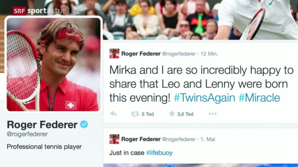 Tennis: Federer wieder Vater von Zwillingen