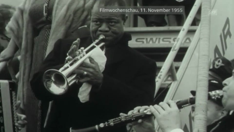 Aus dem Archiv: Louis Armstrong am Flughafen Kloten
