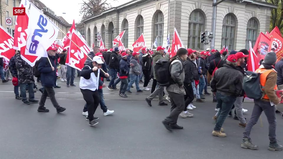 Aus dem Archiv: Bauarbeiter demonstrieren auch in Zürich