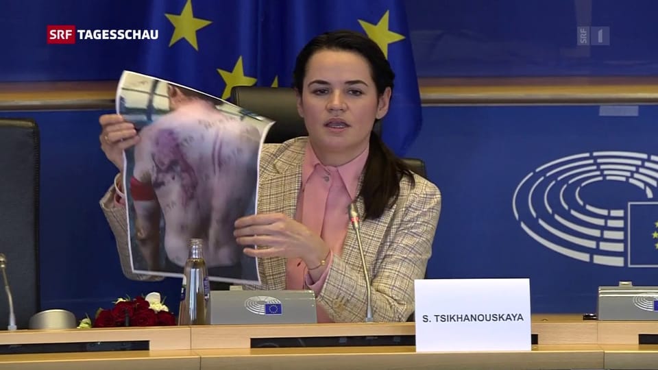 Oppositionsführerin Swetlana Tichanowskaja in Brüssel empfangen