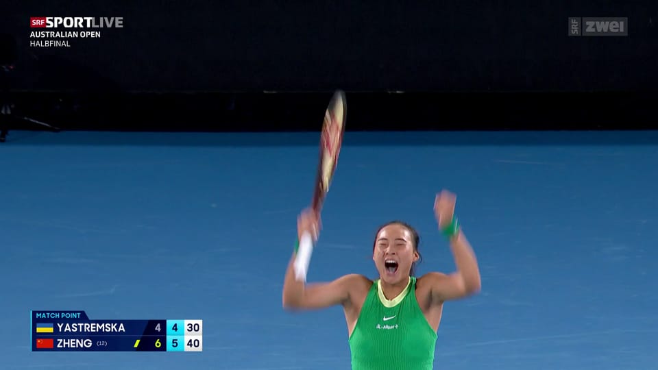 Zheng jubelt über den Einzug in ihren ersten Grand-Slam-Final