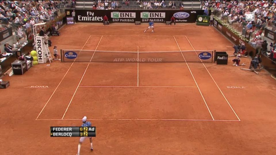 Das Duell zwischen Federer und Berlocq in Rom 2012