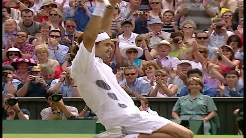 Federer feiert in Wimbledon seinem ersten Grand-Slam-Titel