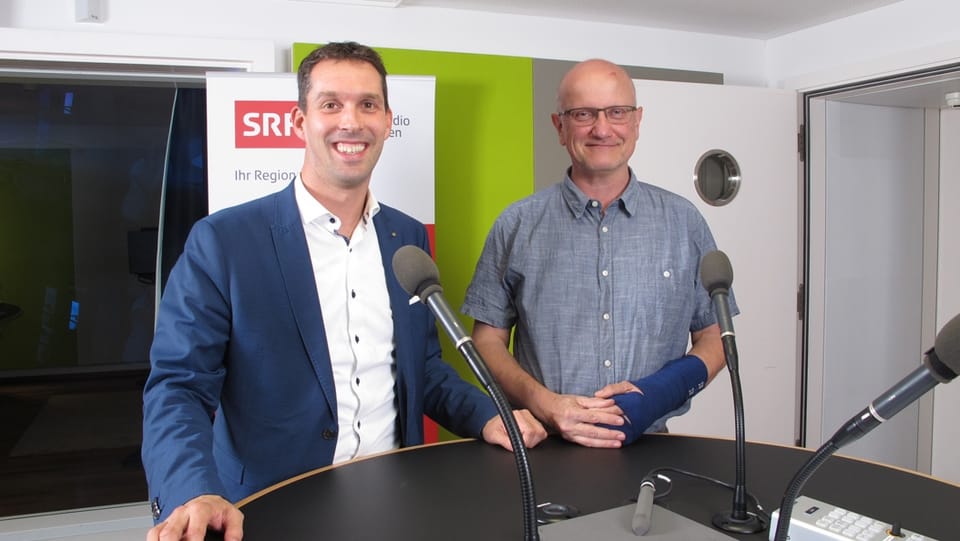Michael Götte (SVP) und Thomas Schwager (Grüne) im Gespräch
