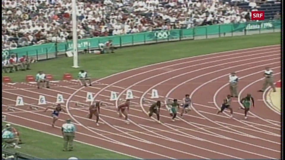 Stefan Burkart im 100-m-Vorlauf an Olympia 1996 in Atlanta