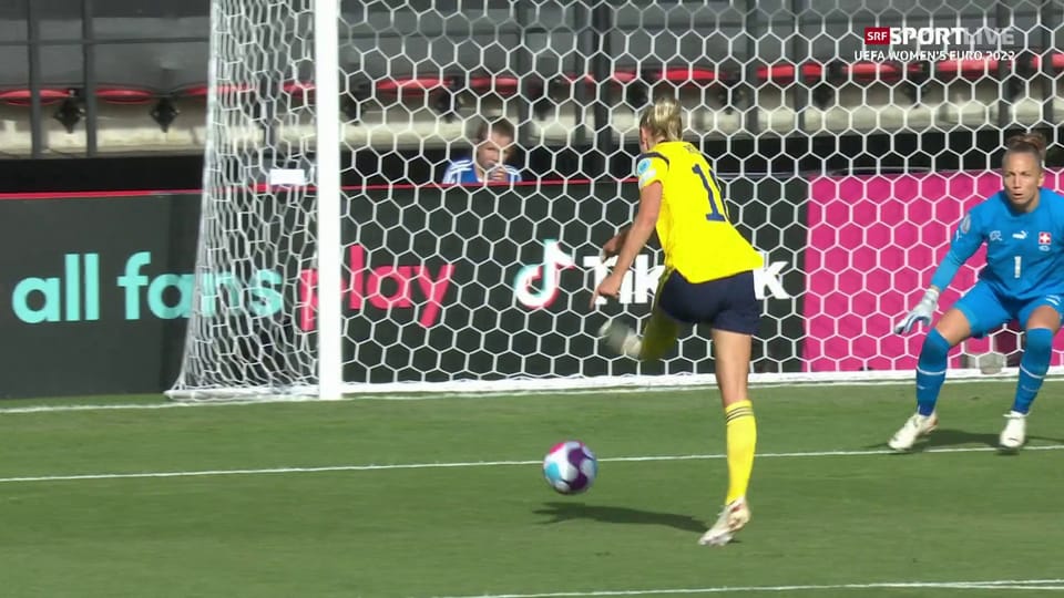 Rolfö rumpa tras e fa l'emprim gol per la Svezia
