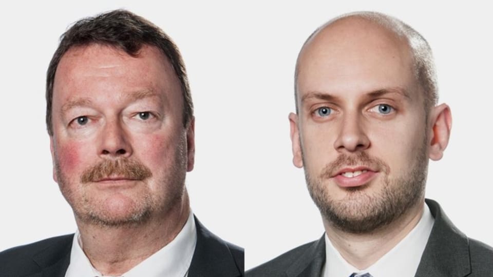 André Auderset (LDP) und Joël Thüring (SVP) sind unterschiedlicher Meinung, wann und wie die Corona-Massnahmen gelockert werden sollten.