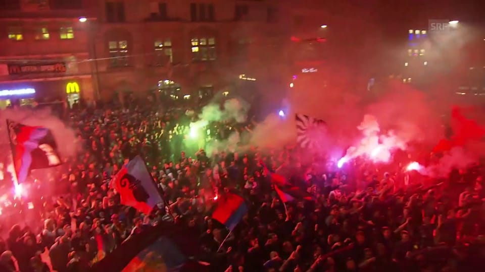 So feierte der FC Basel am Barfüsserplatz