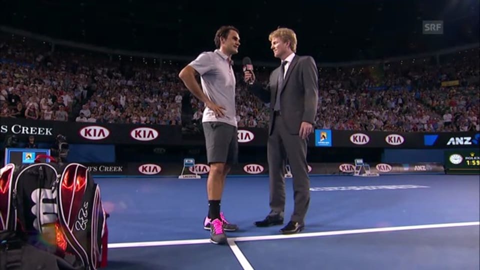 Platzinterview Roger Federer mit Jim Courier (englisch)