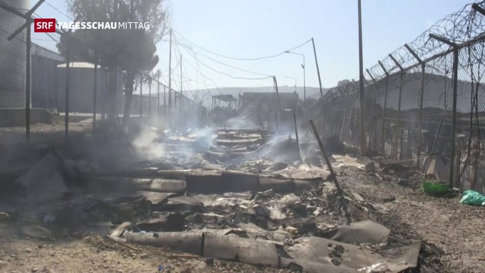 Feuer zerstört Flüchtlingslager Moria fast komplett