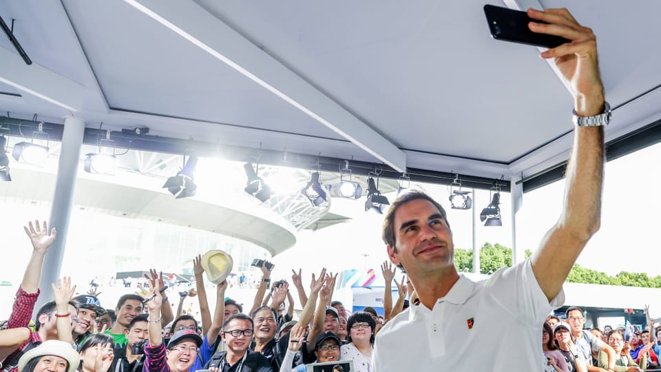 Roger Federer an einem Event am Shanghai Masters, 9. Oktober 2017