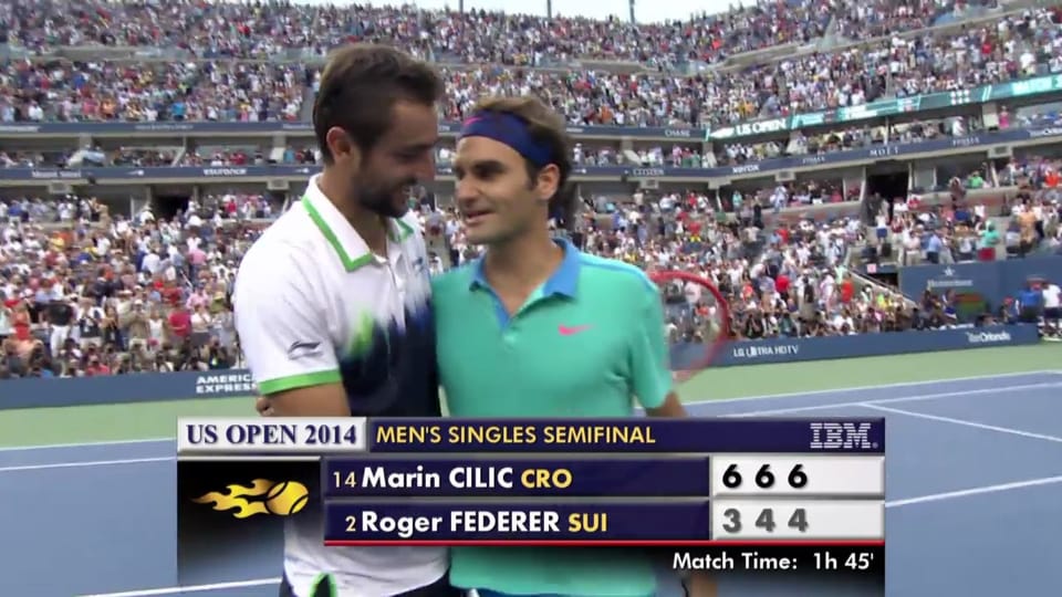 Tennis: US Open, Federer - Cilic, entscheidende Ballwechsel