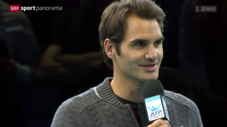 Ansprache von Federer und Pokalübergabe an Djokovic