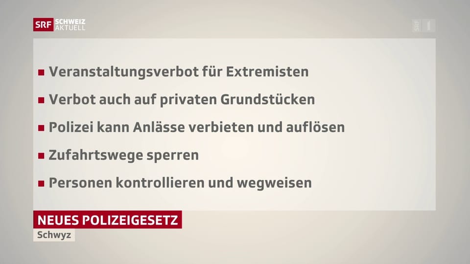 Kanton Schwyz: Veranstaltungsverbote für Extremisten