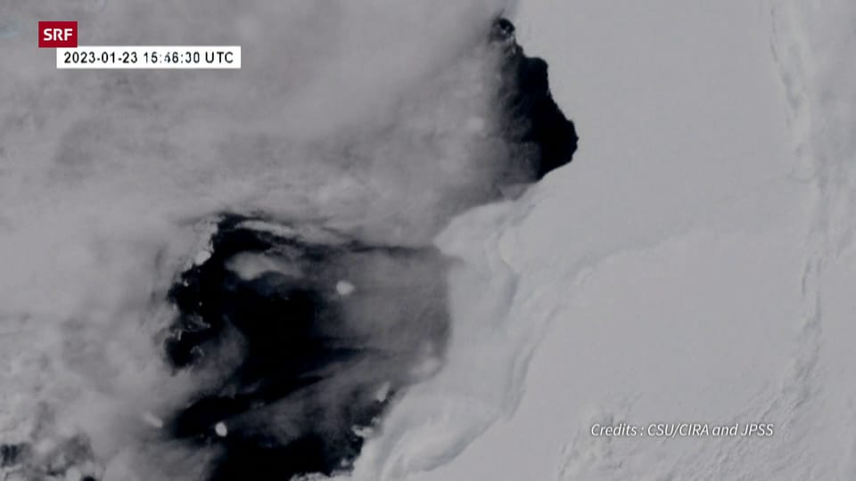 Abbruch eines riesigen Eisbergs vom Brunt-Schelfeis im Zeitraffer 