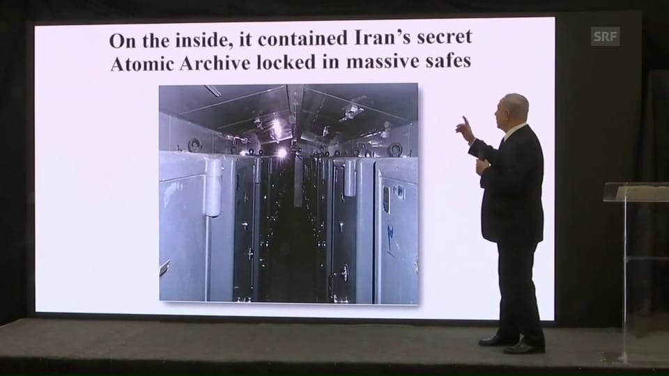 Netanjahu präsentiert das «geheime Atomarchiv» (engl.)