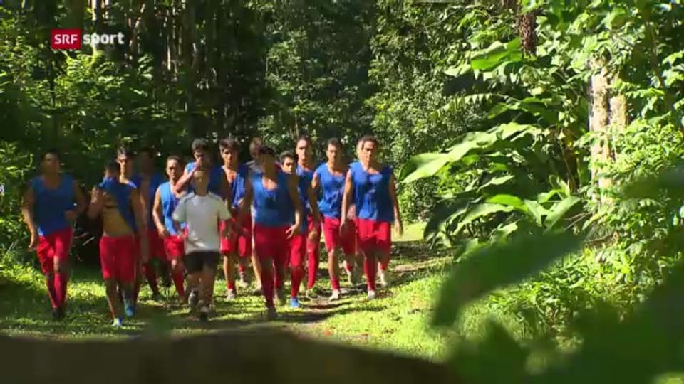 Die Amateure von der Südseeinsel Tahiti vor dem Confed-Cup