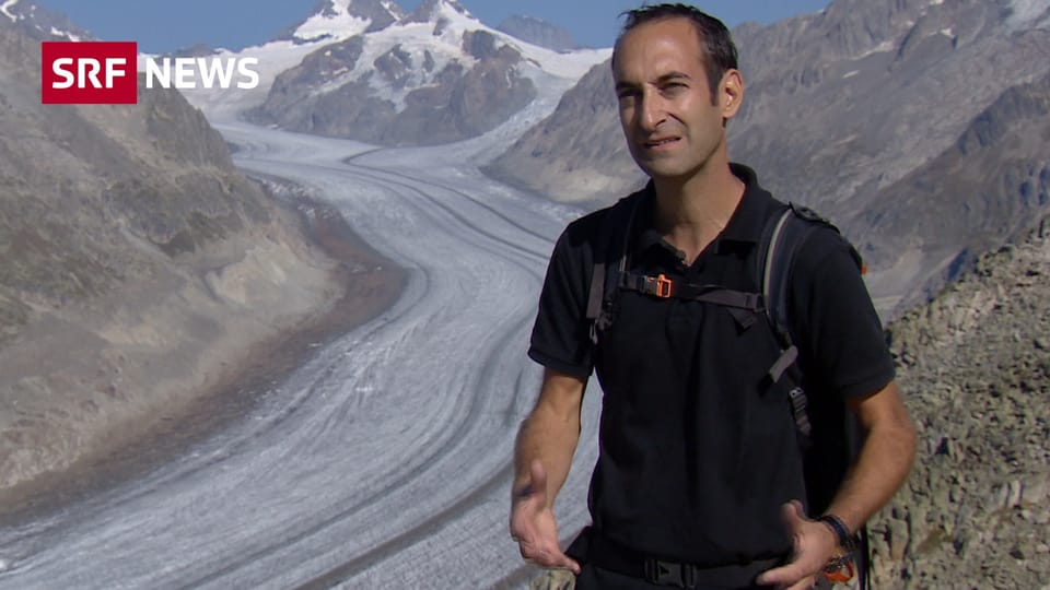 Starker Gletscherschwund am Aletschgletscher