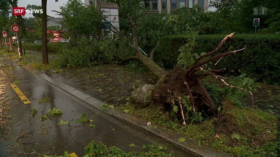 Heftiger Gewittersturm trifft die Stadt Zürich Heftiger Gewittersturm trifft die Stadt Zürich