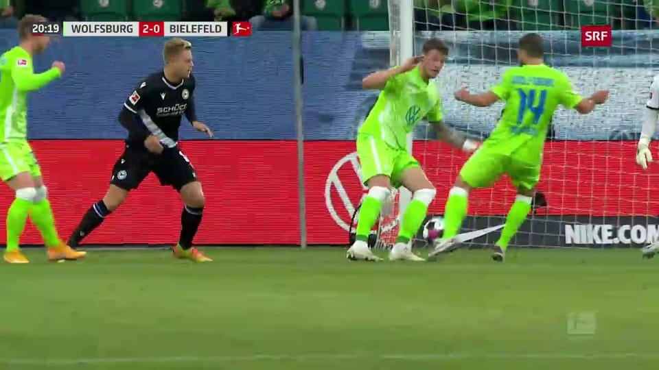 Wolfsburg zittert sich gegen Bielefeld zum Sieg