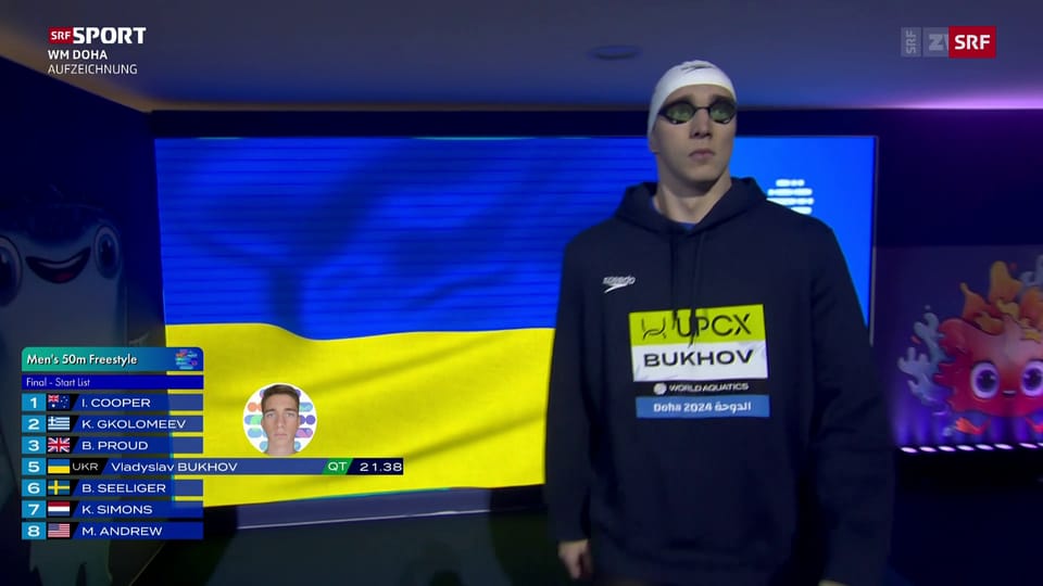 Wladyslaw Buchow schwimmt zu Gold über 50 m Freistil