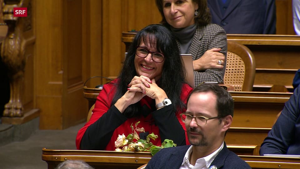Nationalratspräsidentin Irène Kälin würdigt die abtretende Marianne Streiff