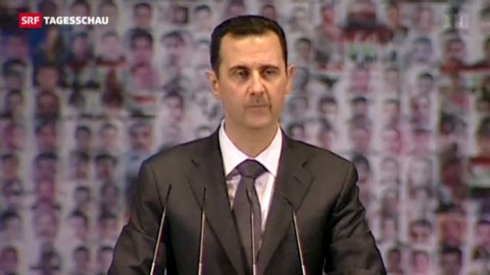 Assad spricht vor Anhängern in Damaskus.