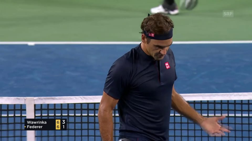 Federer im 1. Tiebreak mit 2 leichten Fehlern
