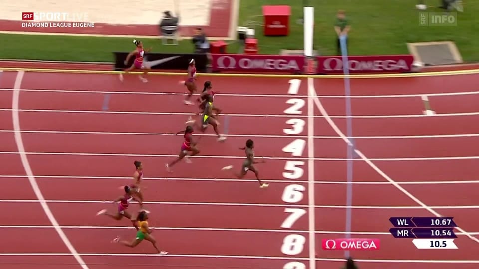 Der 100-m-Sprint der Frauen in Eugene