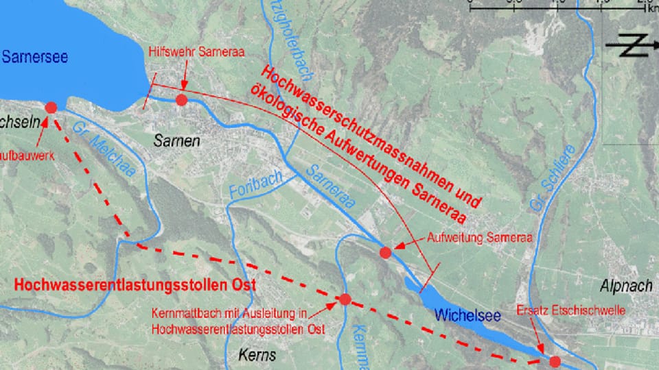 Zentraler Teil des Kompromisses ist die Aufweitung der Sarneraa bei Kägiswil