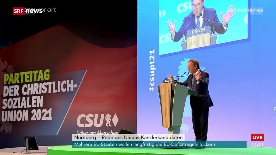 Laschet kritisiert SPD und Grüne in seiner Rede am CSU-Parteitag