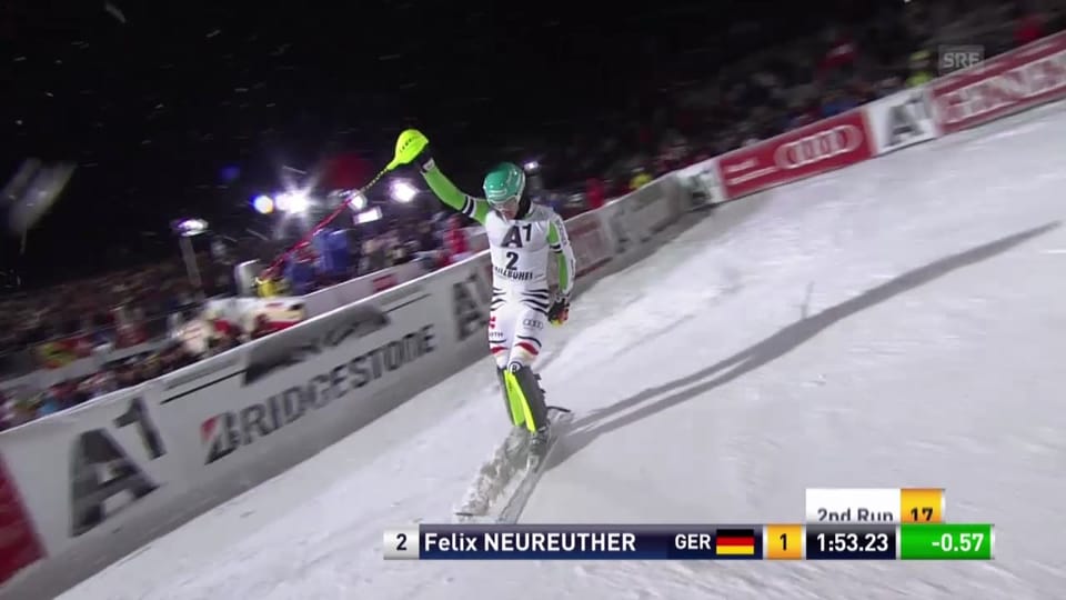 Der 2. Lauf von Felix Neureuther («sportlive», 24.1.2014)