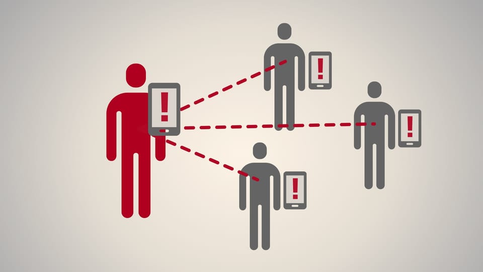 In asiatischen Ländern bereits Realität: Warnung vor infizierten Personen via Smartphone.
