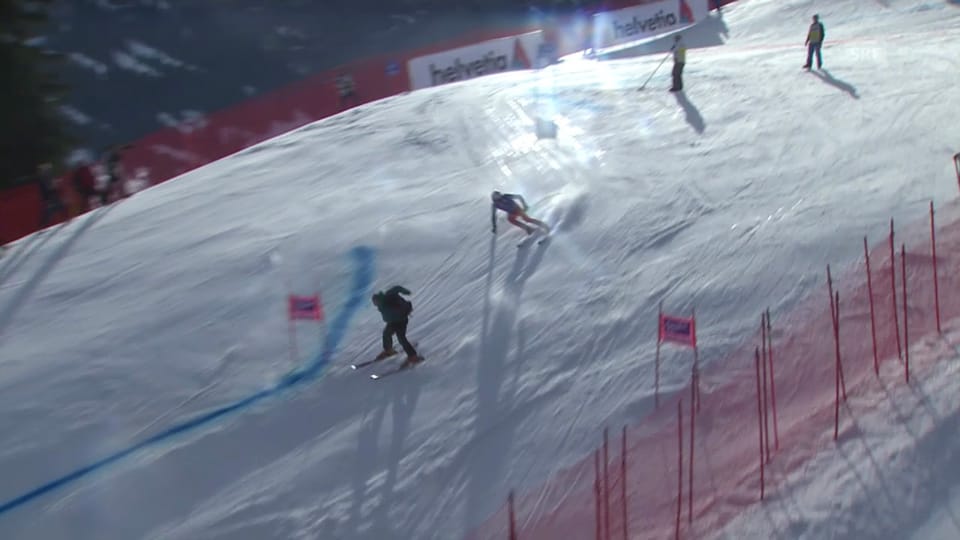 Ski alpin: Riesenslalom Adelboden, Beinahe-Kollision von Henrik Kristoffersen («sportlive», 11.01.2014)