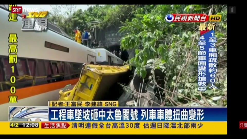 Viele Tote bei Zugunglück in Taiwan