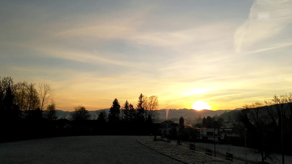Sonnenaufgang am 16. Januar um ca. 08:15 Uhr