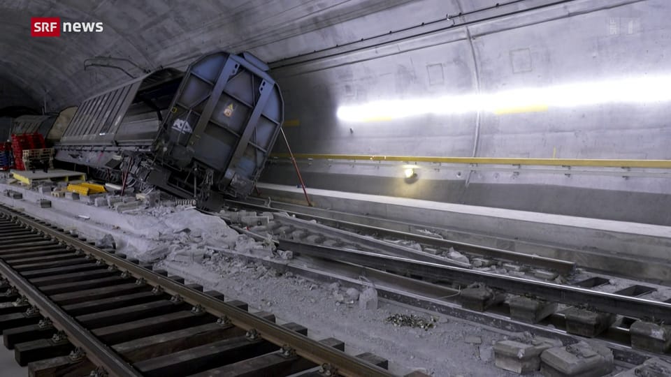 Archiv: Entgleisung im Gotthard-Basistunnel – Ein Blick an die Unfallstelle
