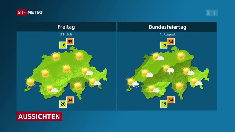 Die Schweiz steht vor drei Hitzetagen