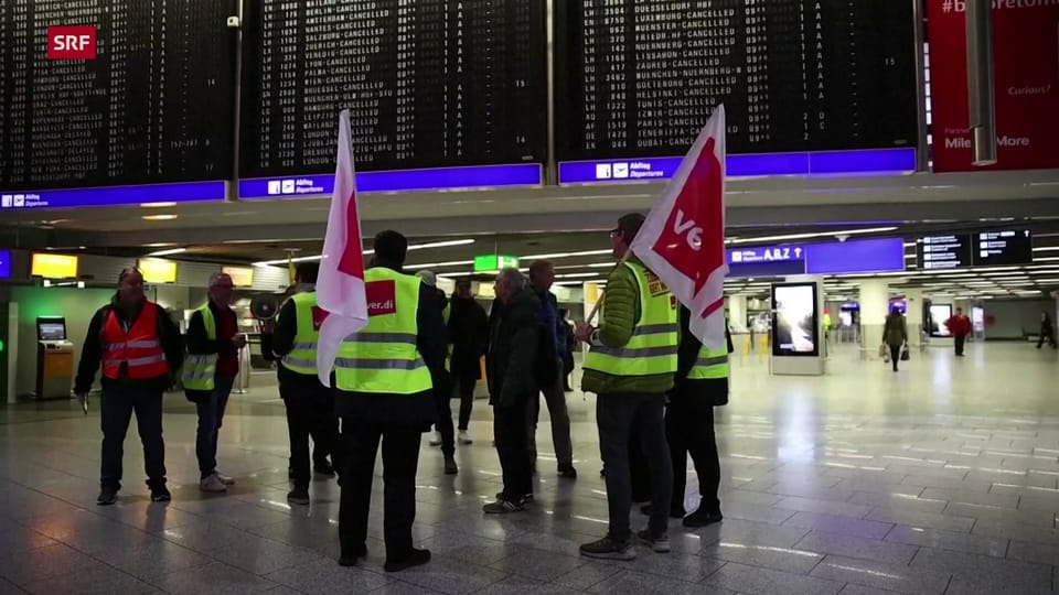 Flughafen-Personal in Deutschland streikt