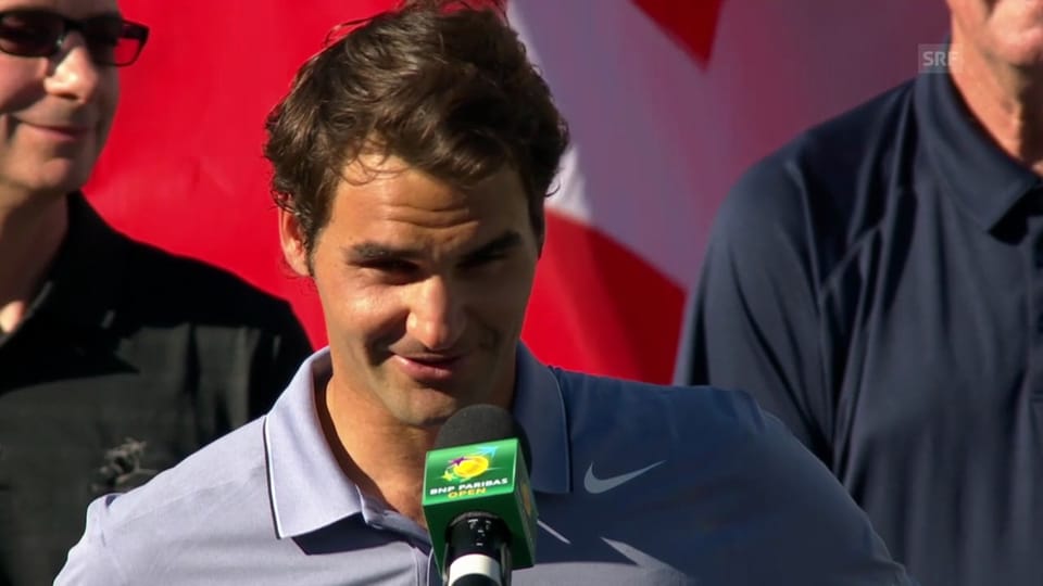 Roger Federer bei der Siegerehrung («sportlive», 16.03.2014)