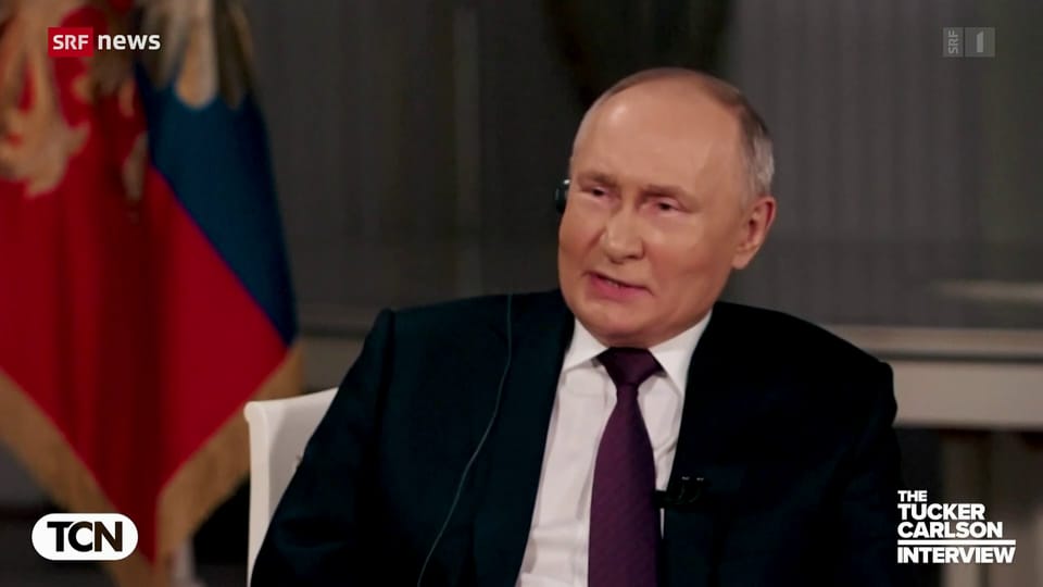 Wladimir Putin bei Tucker Carlson im Interview