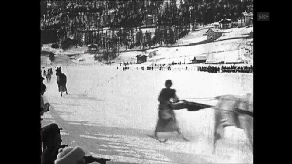 Skikjöring im Rock: 1908 bei den Frauenrennen in St. Moritz (unkommentiert)