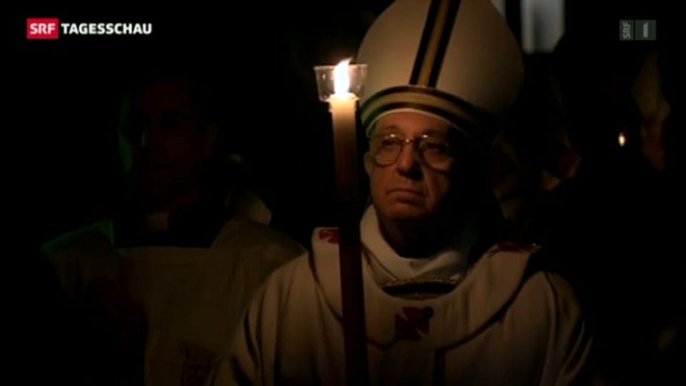 Papst feiert Osternacht (TagesschauSpätausgabe, 30.03.2013)