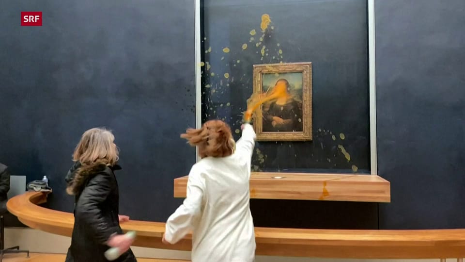 Aktivistinnen bewerfen Mona-Lisa-Gemälde mit Suppe