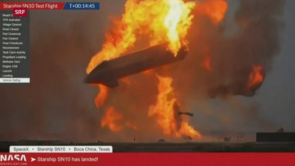 Explosion der SpaceX kurz nach der Landung (ohne Ton)