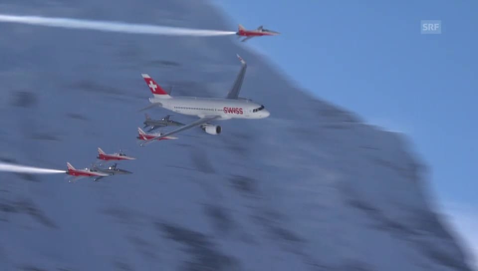 Swiss-Airbus 320 am Lauberhorn
