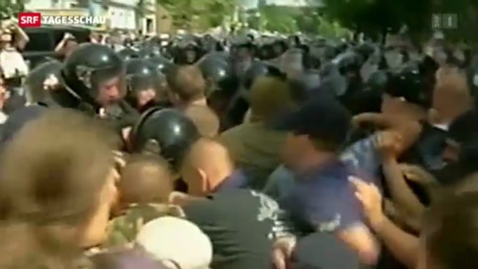 Krawalle nach Demonstrationen in Kiew.