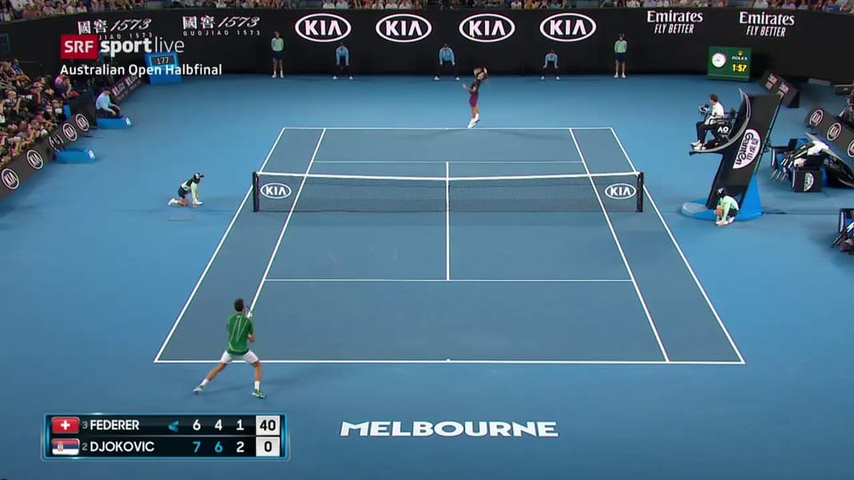 Ein Volley und drei Asse: Federer mit einem Blitz-Game