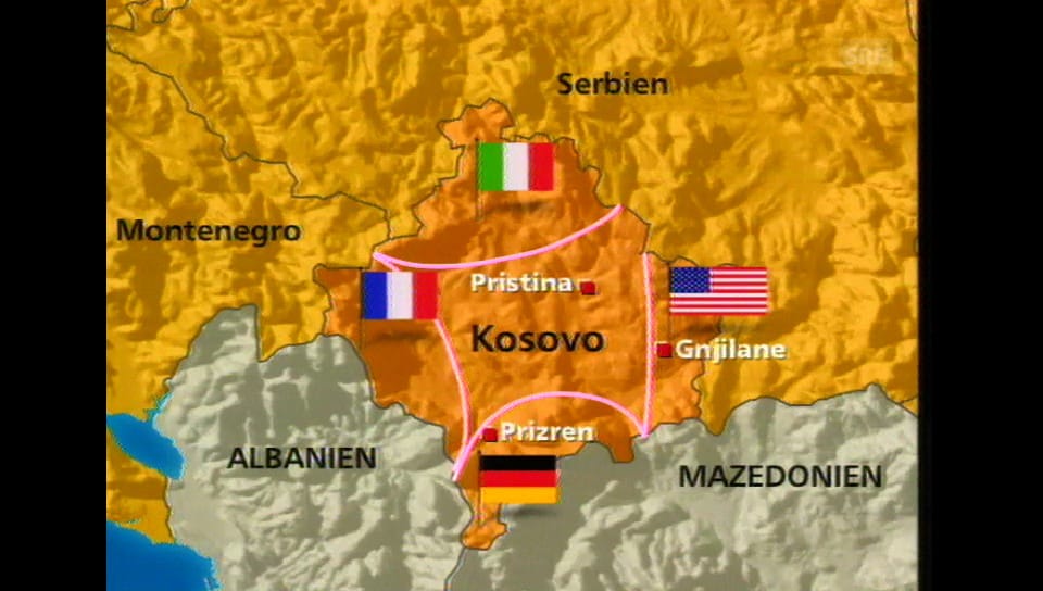 10 vor 10 - Kosovo-Karte, Einteilung der KFOR-Truppen - Play SRF